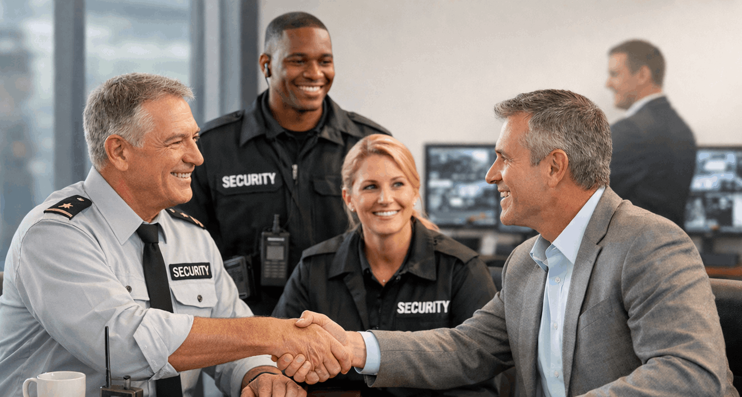 Security team meeting with a client in Toronto representing Best Guard Security Inc’s relationship-focused approach and personalized security services