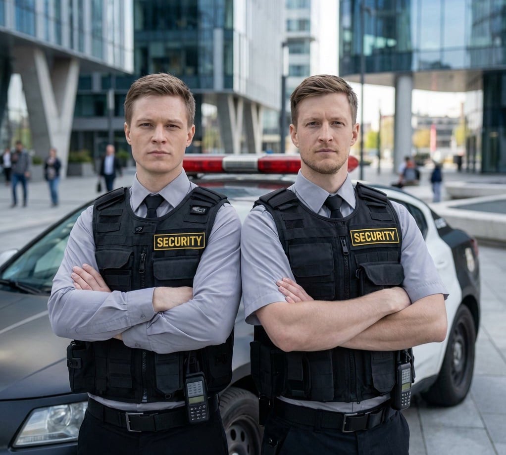 Security guards standing on-site in Toronto representing supervision, accountability, and performance control by Best Guard Security Inc